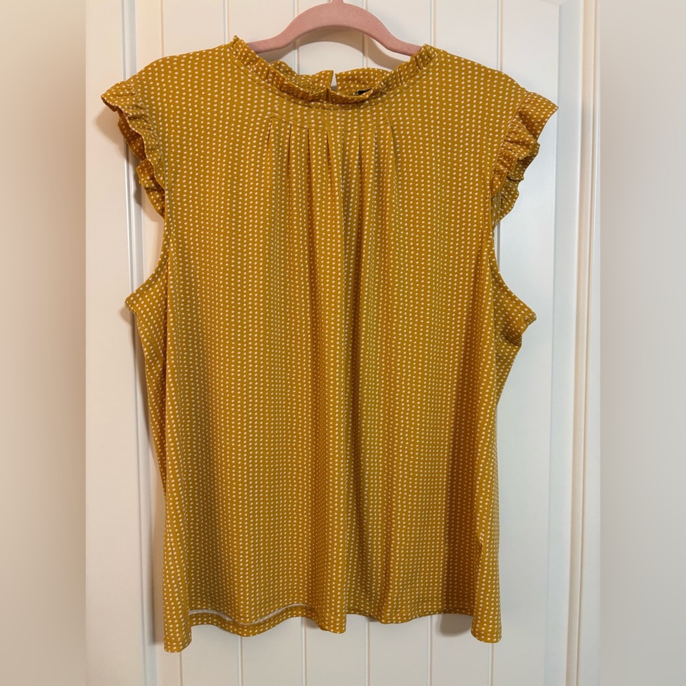Adrianna Papell Mustard Polka Dot Blouse
